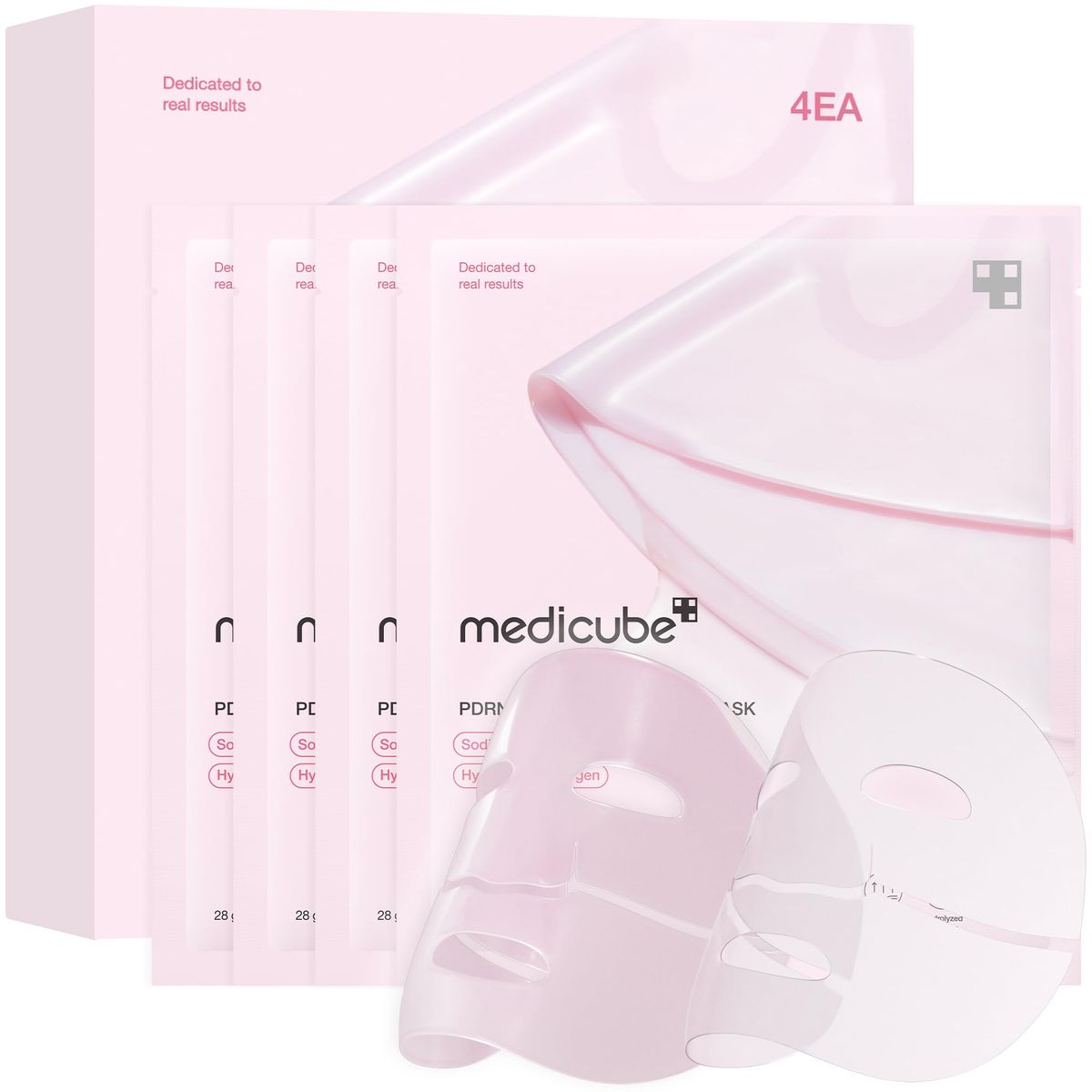 MEDICUBE - Mascarillas de Gel con PDRN y Colágeno Rosa 28ml x4 Medicube