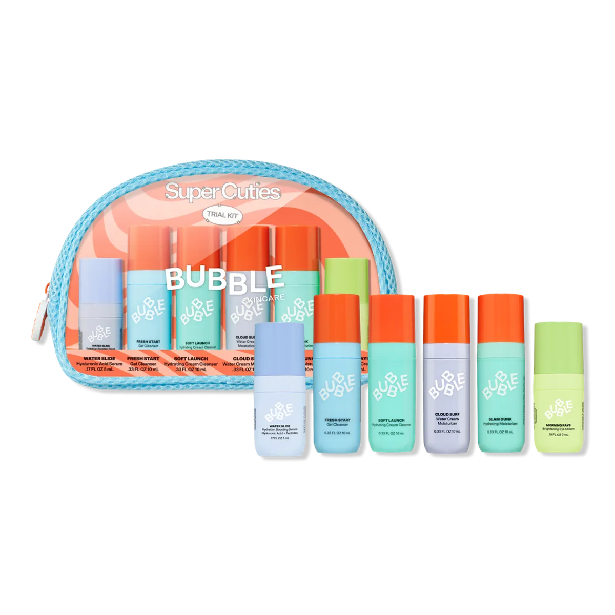 BUBBLE - Super Cuties Kit de Viaje 6 minis con estuche Bubble