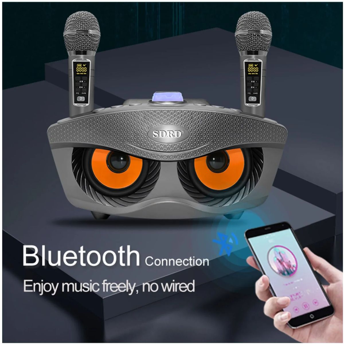 GENERICO - PARLANTE BLUETOOTH SD-306 KARAOKE 20W CON DOBLE MICRÓFONO COLOR NEGRO