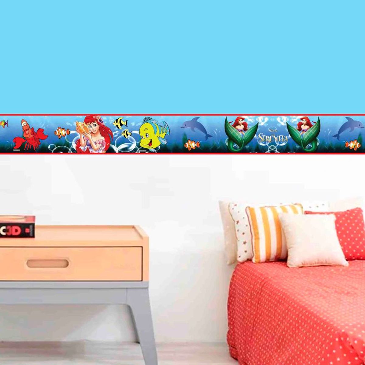 GENERICO - Cenefa Infantil Autoadhesiva para niñas – la sirenita en el mar – 5.92 mts