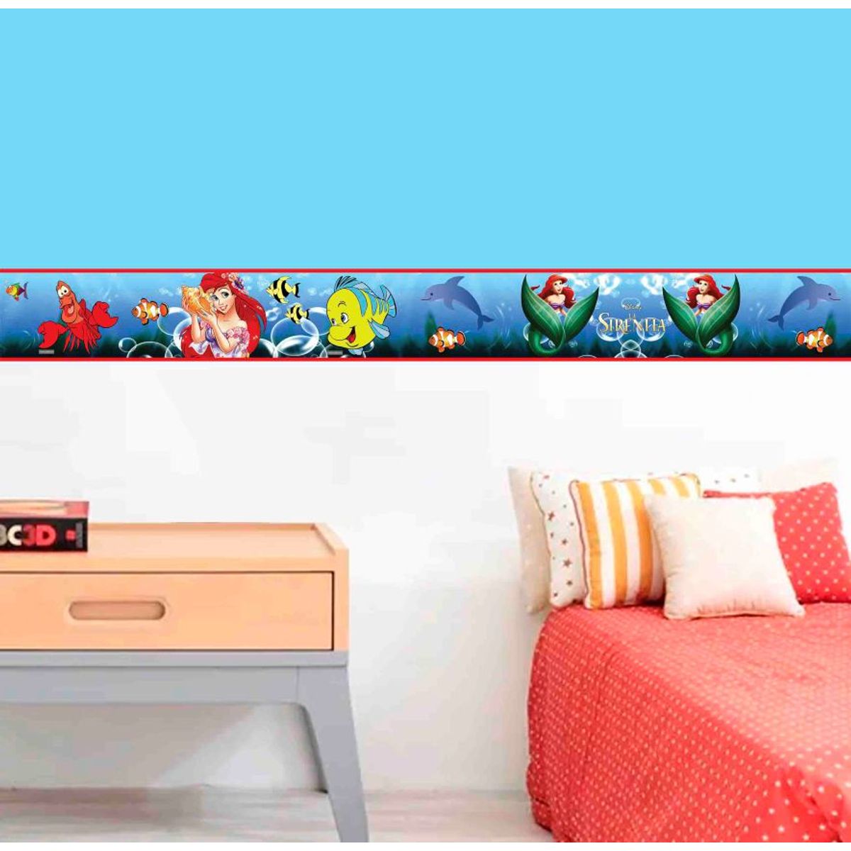 GENERICO - Cenefa Infantil Autoadhesiva para niñas – la sirenita en el mar – 5.92 mts