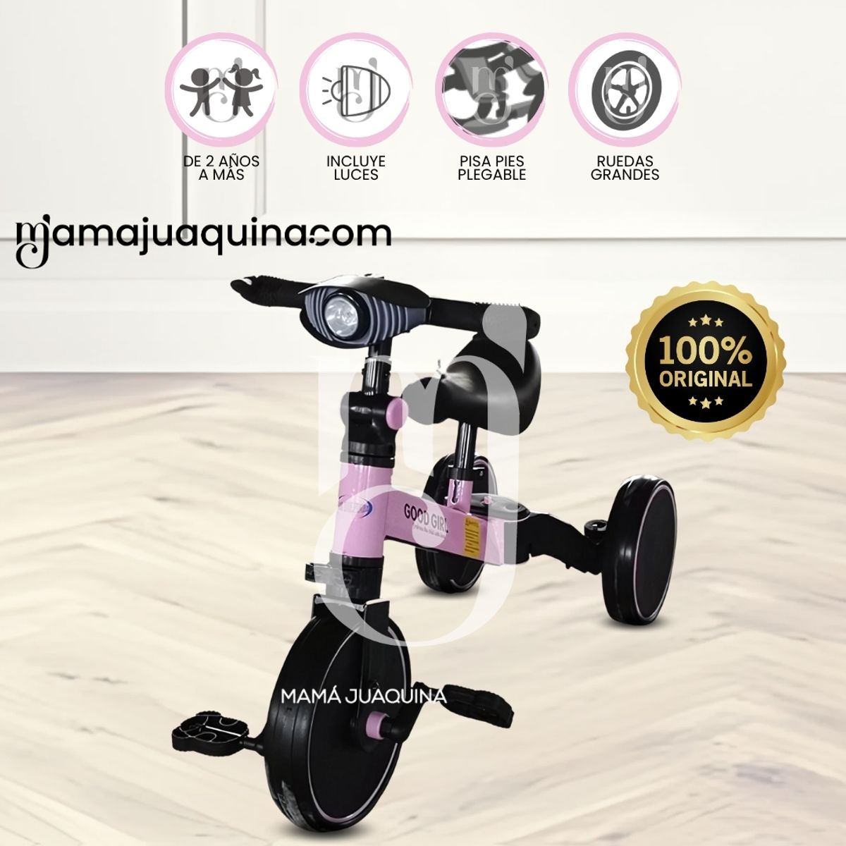 BABY - Triciclo Guiador para Niños «VOLTIN» de Lujo Pink
