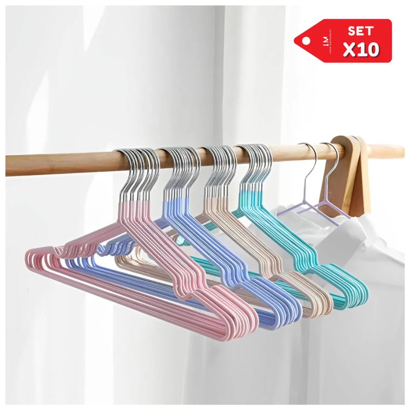 GENERICO - Ganchos de Ropa Set de 10 Colgadores Colores