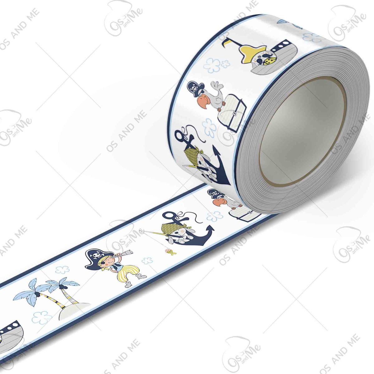 GENERICO - Cenefa Infantil Autoadhesiva Decorativa – Ositos pirata y su loro – 5.92 mts