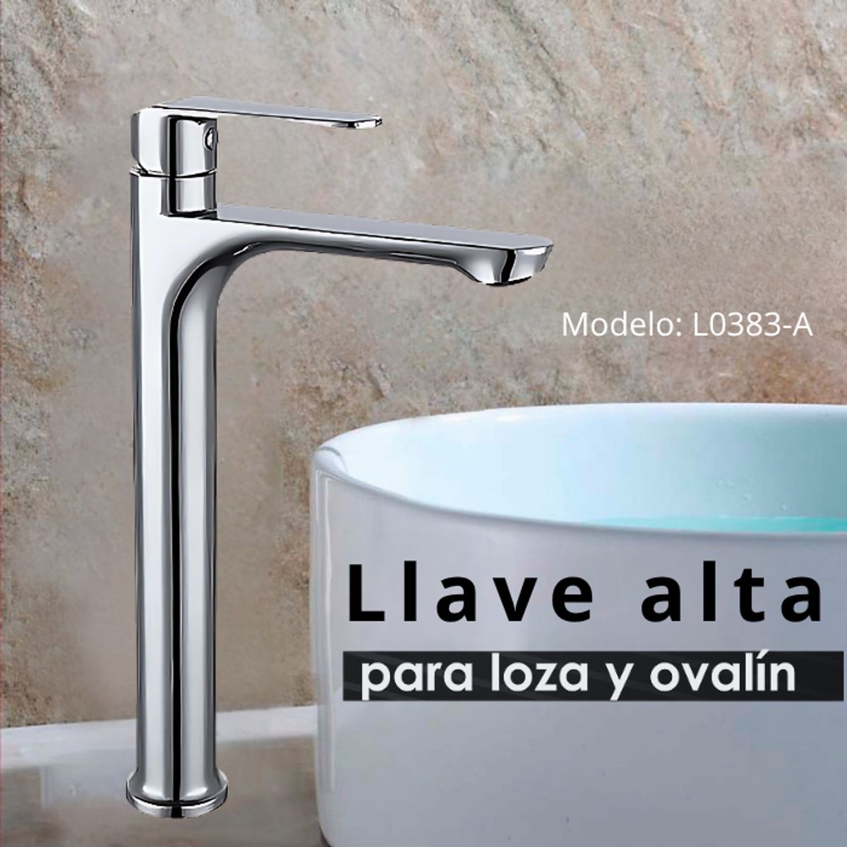 XM - LLAVE PARA LAVATORIO ALTO CROMADO L0383-A