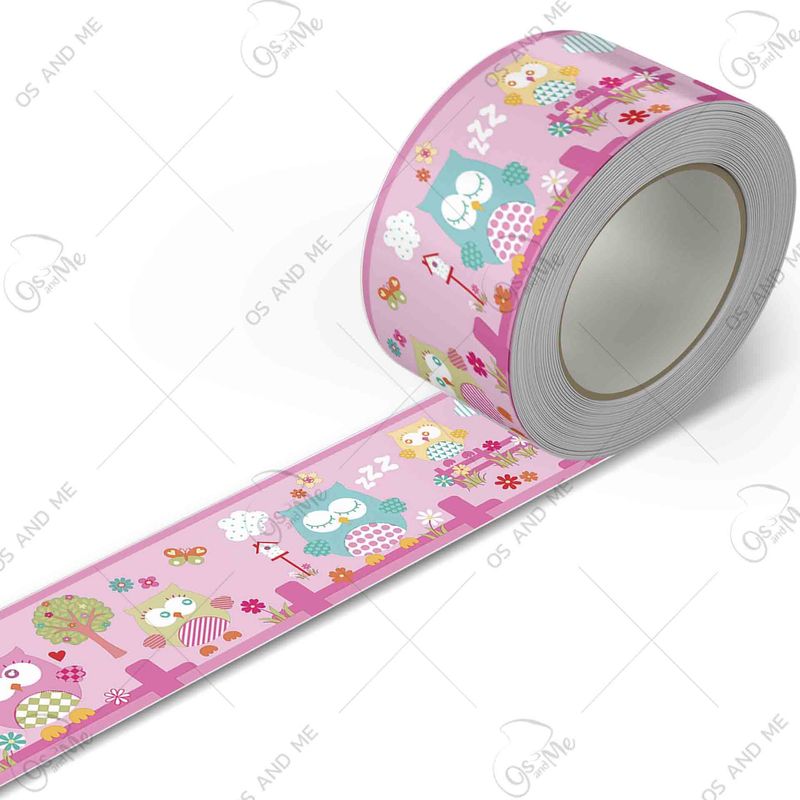 GENERICO - Cenefa Infantil Autoadhesiva Decorativa – Búhos en la Ciudad fucsia – 5.92 mts