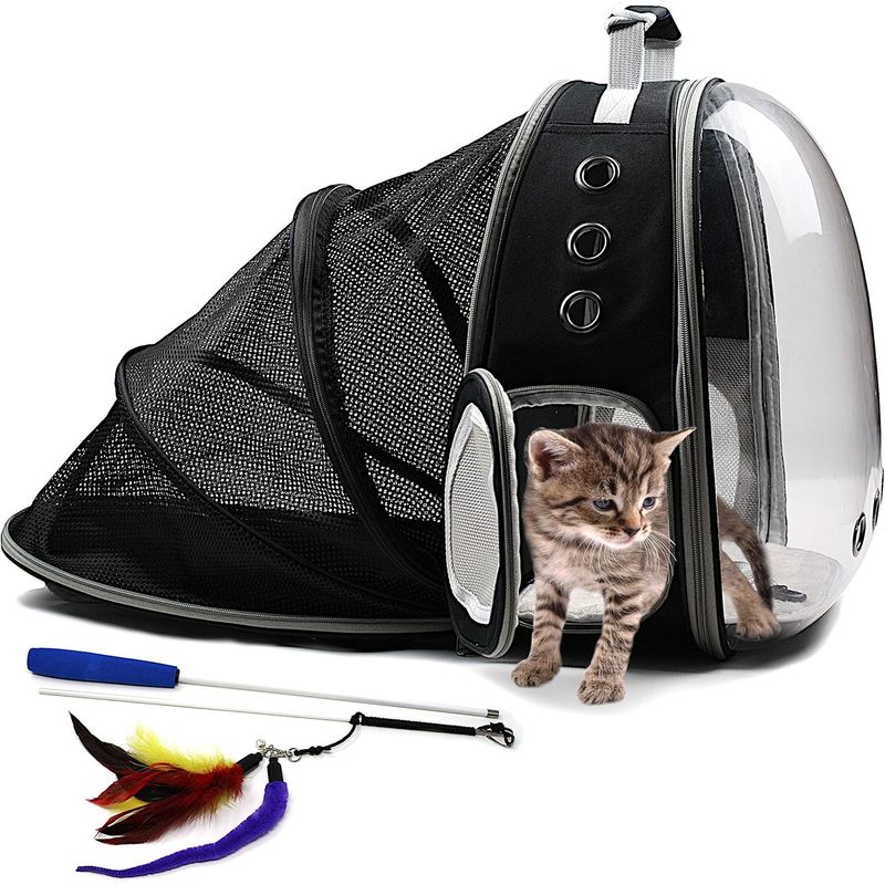 GENERICO - Mochila transportadora para mascota expandible -NEGRO