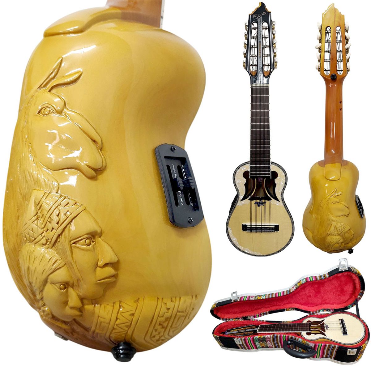 GENERICO - Charango El CHASQUI Electroacustico de 2 bandas con ESTUCHE