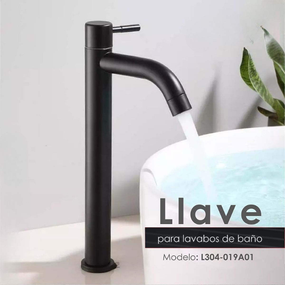 XM - LLAVE PARA LAVATORIO ALTO LIVIANO NEGRO L304-019A01