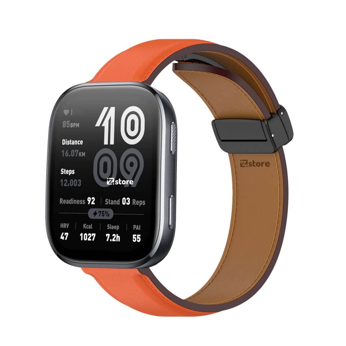 GENERICO - Correa de Cuero Para Amazfit Bip 6 Magnético Naranja