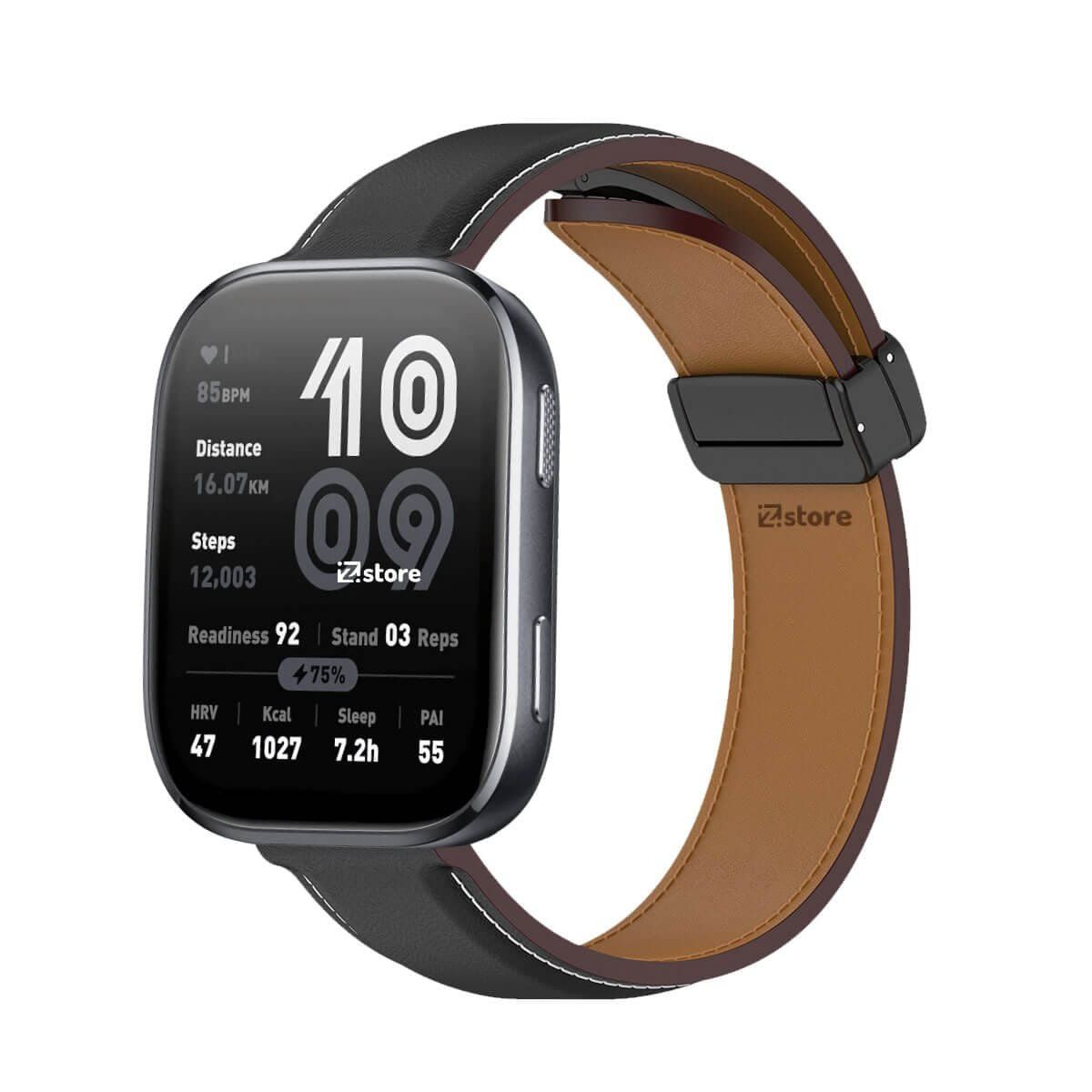 GENERICO - Correa de Cuero Para Amazfit Bip 6 Magnético Negro