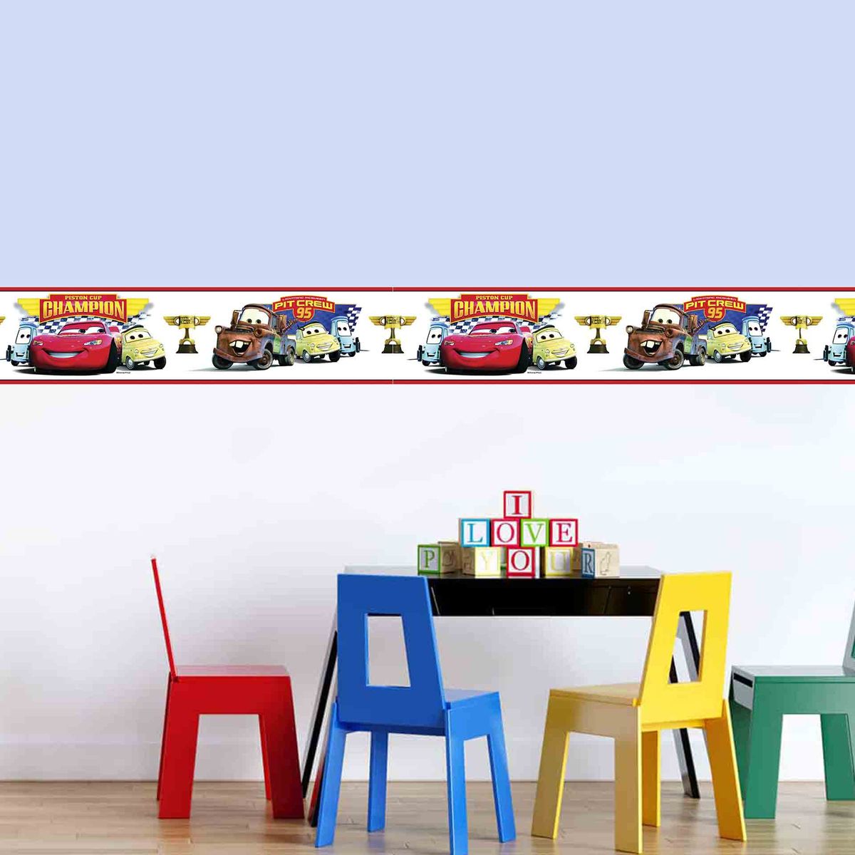 GENERICO - Cenefa Infantil Autoadhesiva Decorativa – Cars Copa Champion – 5.92 mts