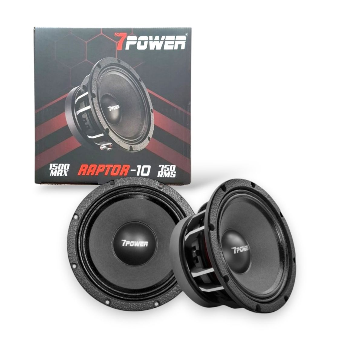 GENERICO - Parlantes Medios Rango Raptor 10 Pulgadas 1500W 750 Rms 7 POWER