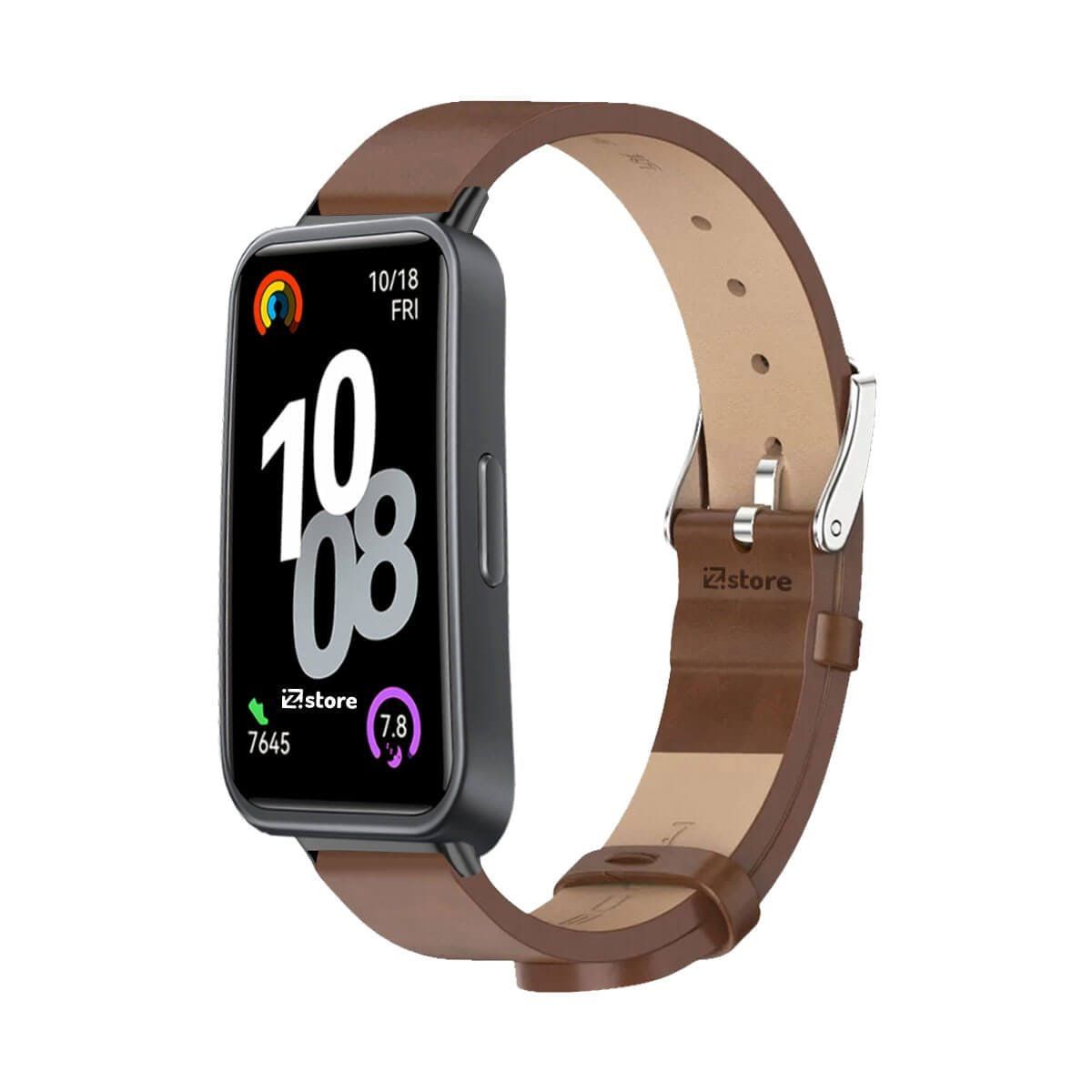 GENERICO - Correa de Cuero Para Huawei Band 8 marron