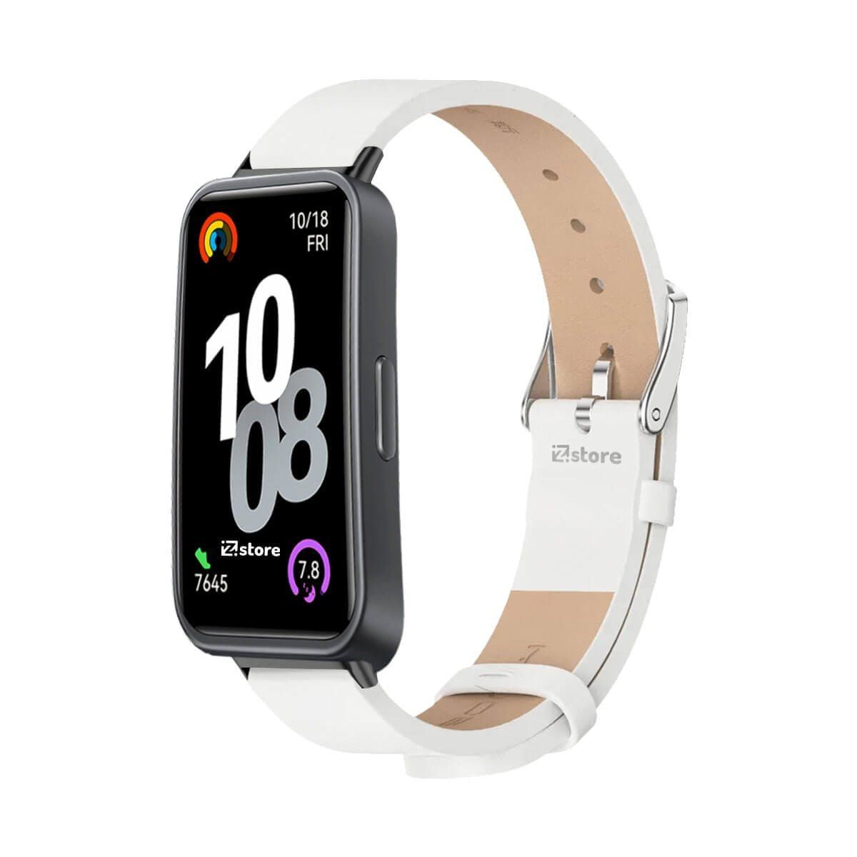 GENERICO - Correa de Cuero Para Huawei Band 9 blanco