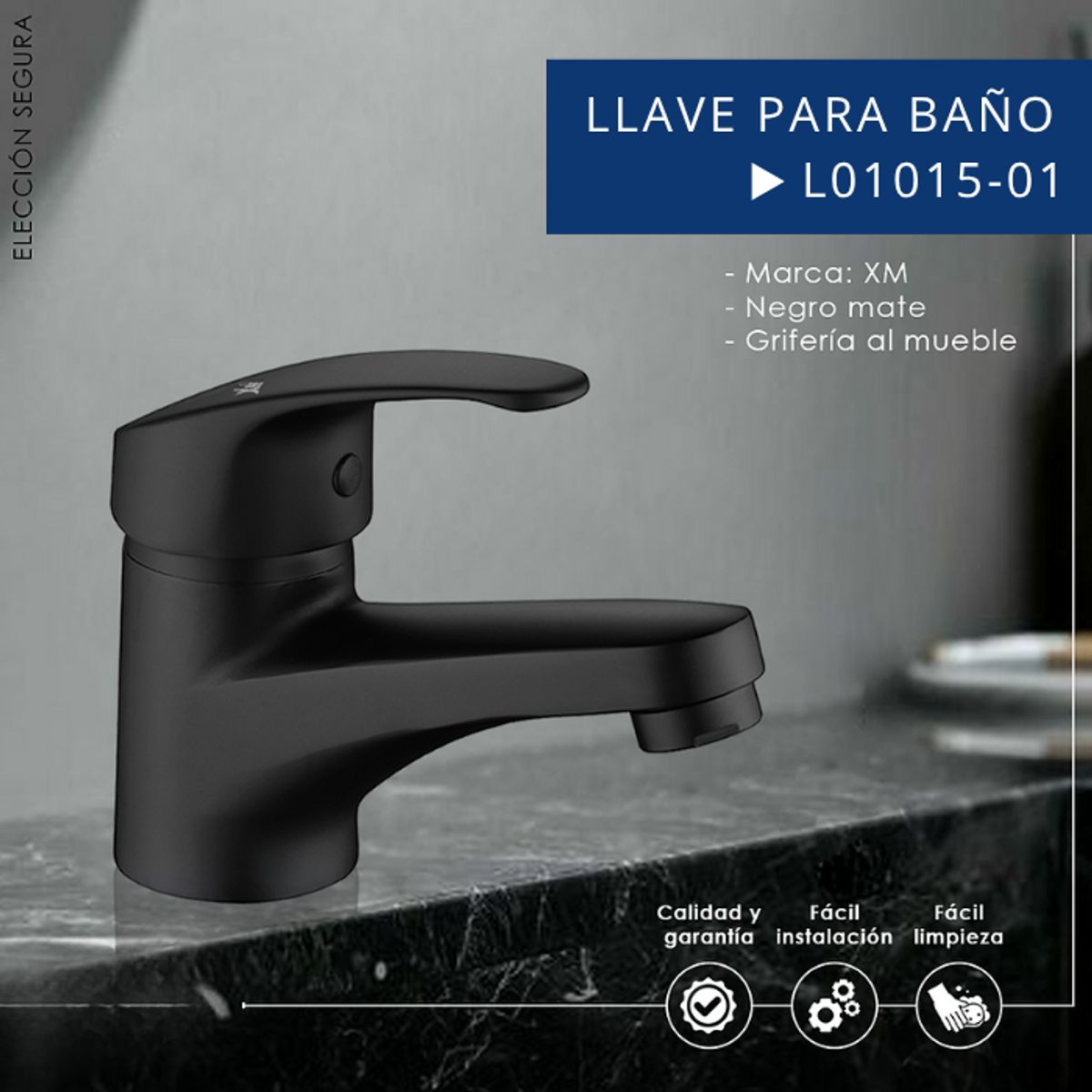 XM - LLAVE PARA LAVATORIO BAJO NEGRO L01015-01