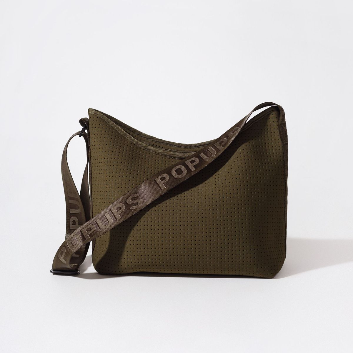 GENERICO - Cartera Crossbody POPUPS Hobo de Neopreno  Verde oliva con Interior Naranja