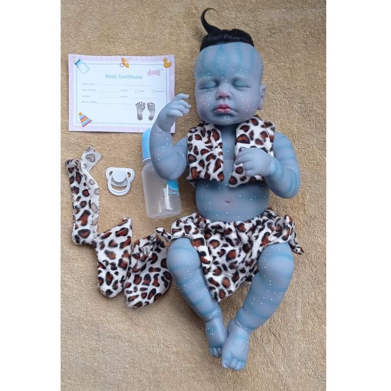 GENERICO - Bebe Reborn Avatar Vinilo de Silicona Cuerpo Entero 48 cm
