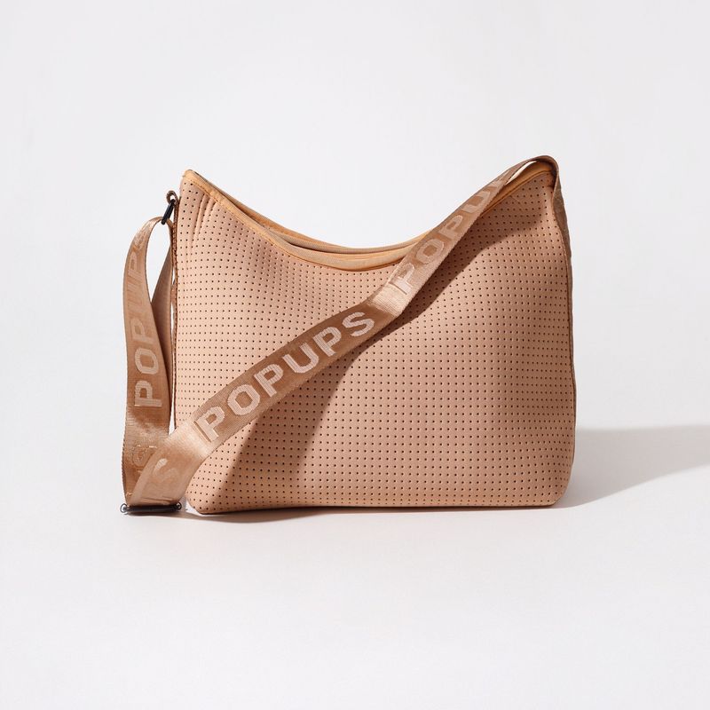 GENERICO - Cartera Crossbody POPUPS Hobo de Neopreno  Nude con Interior Verde oliva