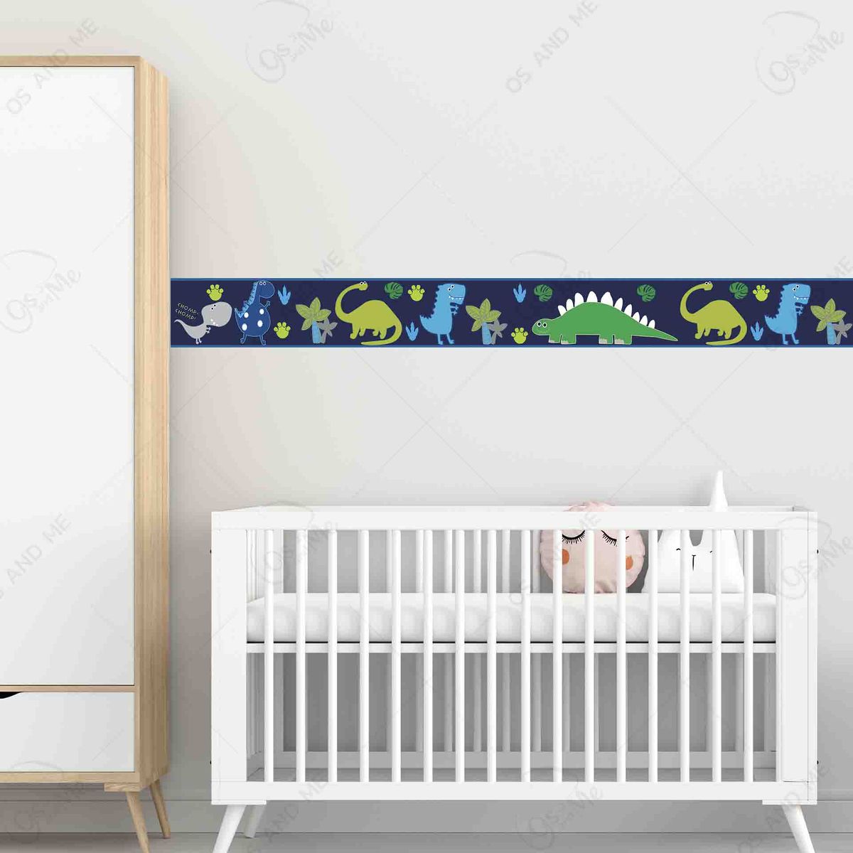 GENERICO - Cenefa Infantil Autoadhesiva Decorativa – Dinosaurios Dibujados Azul – 5.92 mts