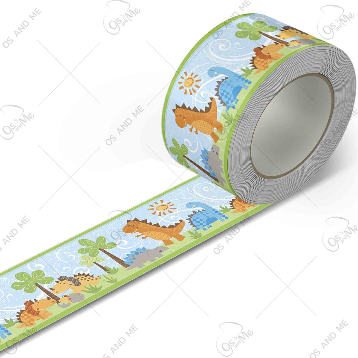 GENERICO - Cenefa Infantil Autoadhesiva Decorativa – Dinosaurios Bebé Geométricos – 5.92 mts