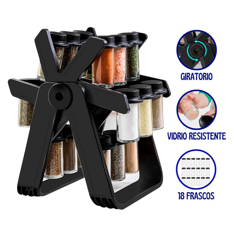 OEM - Condimentero Especiero Giratorio de 18 Frascos para Organizar Cocinas