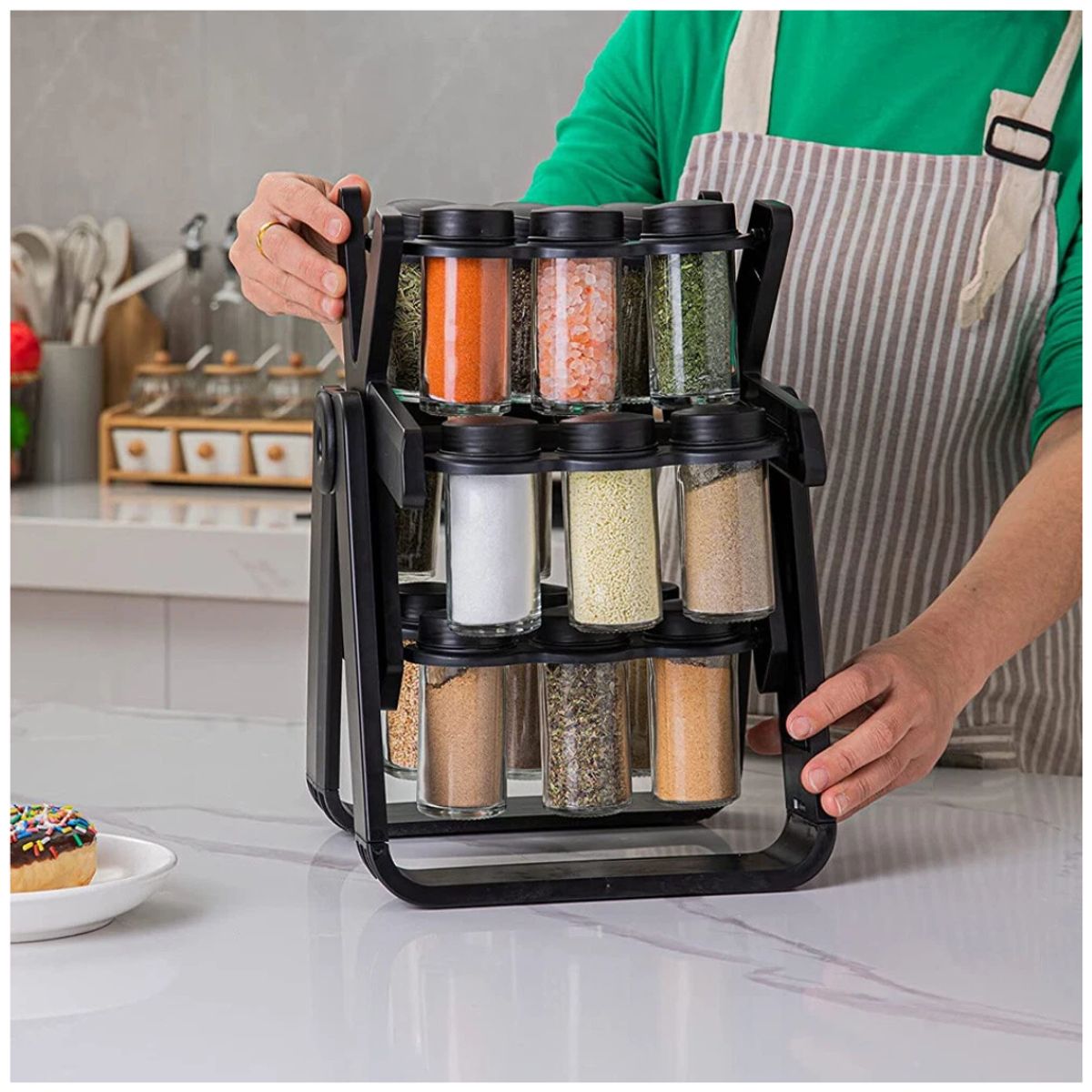 OEM - Condimentero Especiero Giratorio de 18 Frascos para Organizar Cocinas