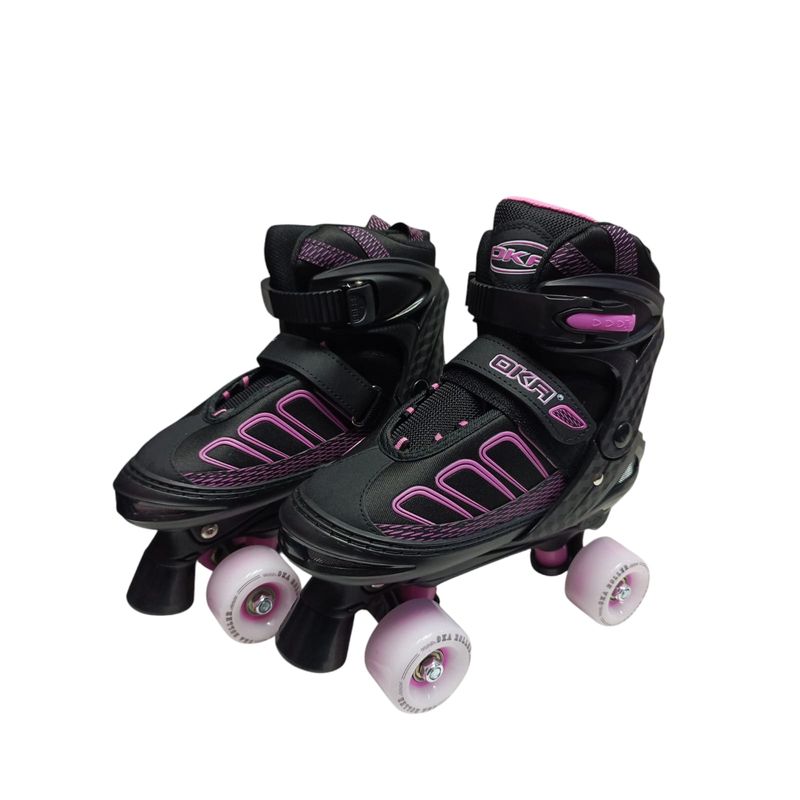 OKA - PATINES 4 RUEDAS OKA ROSA CON NEGRO TALLA S REGULABLE 30-33