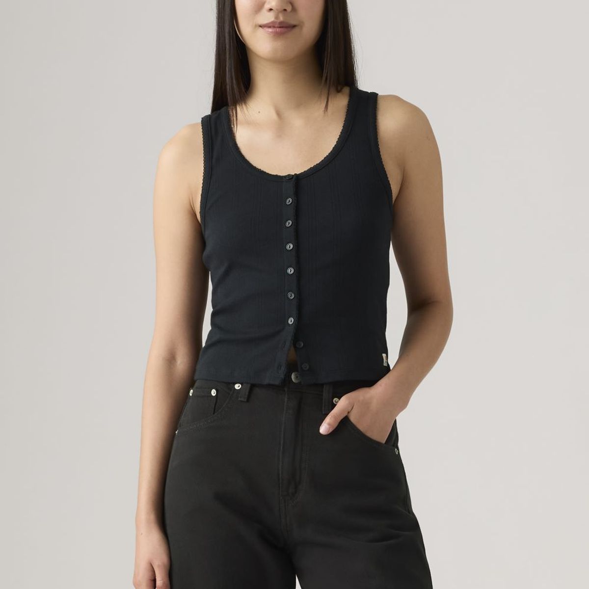 LEVIS - Polo Mujer Dry Goods Pointelle Tank Negro Levis