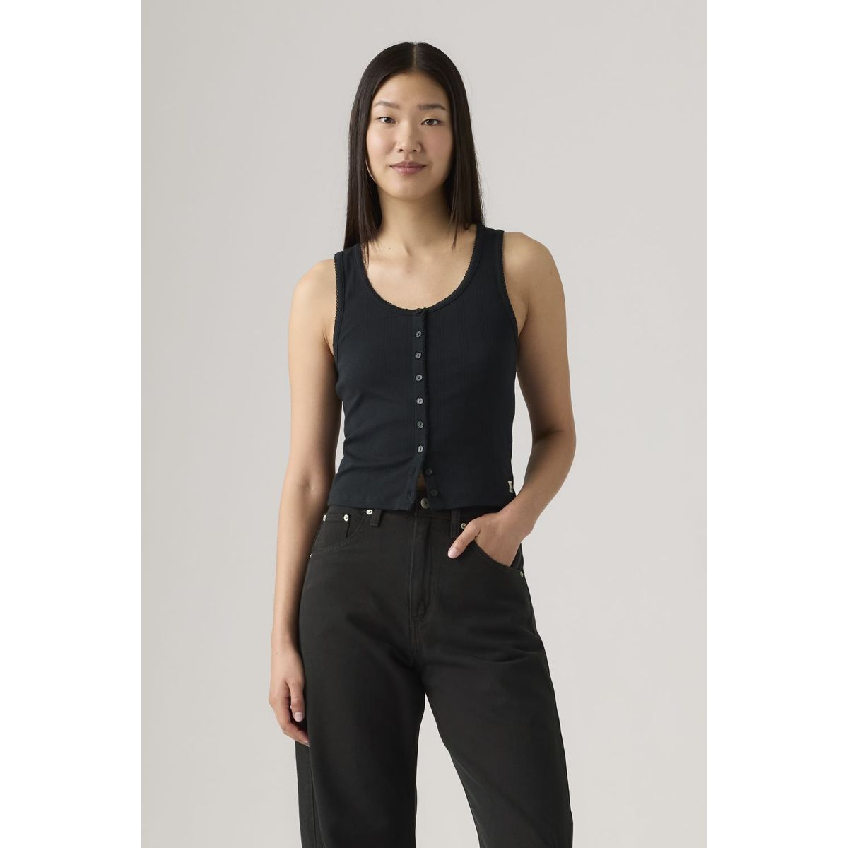 LEVIS - Polo Mujer Dry Goods Pointelle Tank Negro Levis