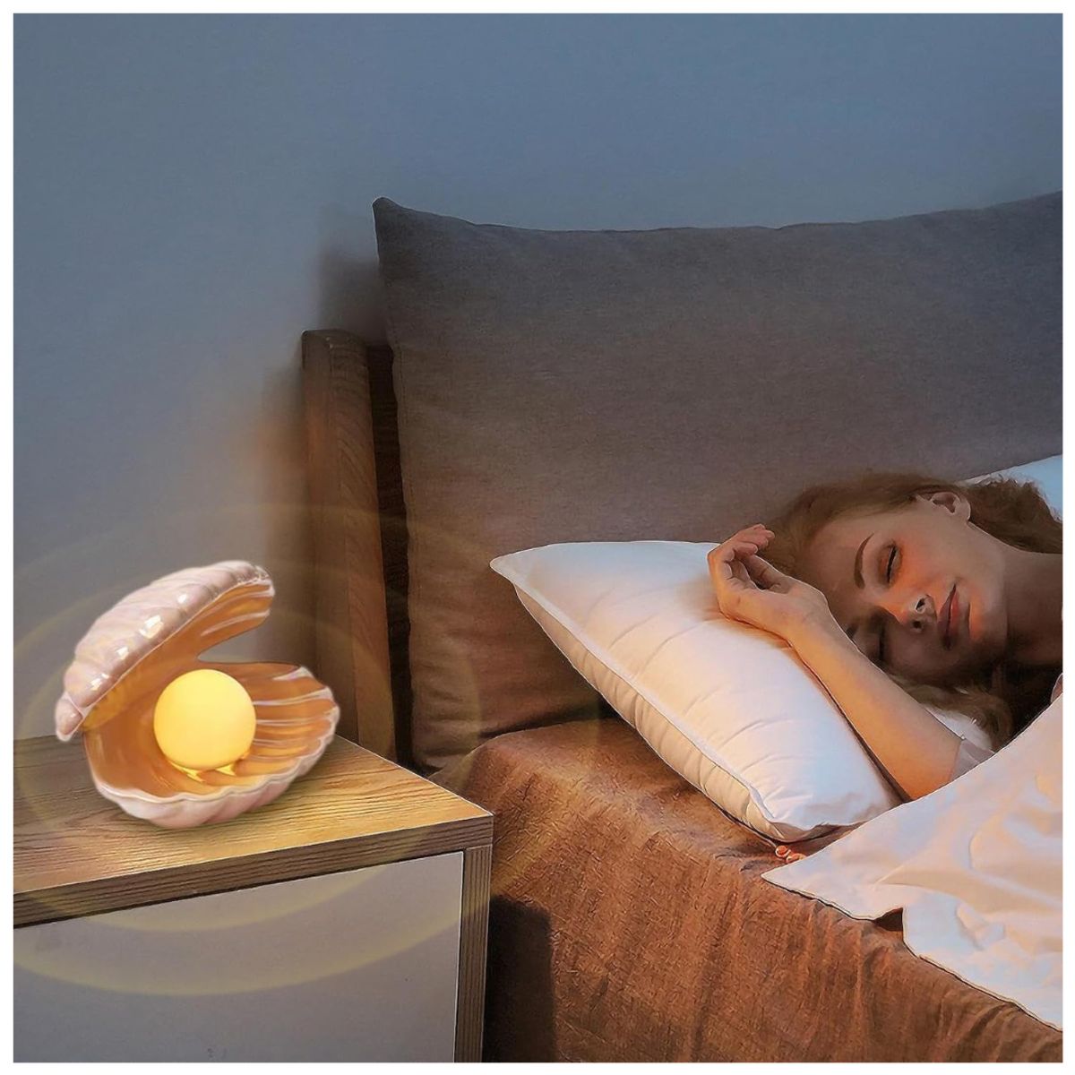 OEM - Lámpara Concha Marina con Perla para Decoración y Joyero - Rosa