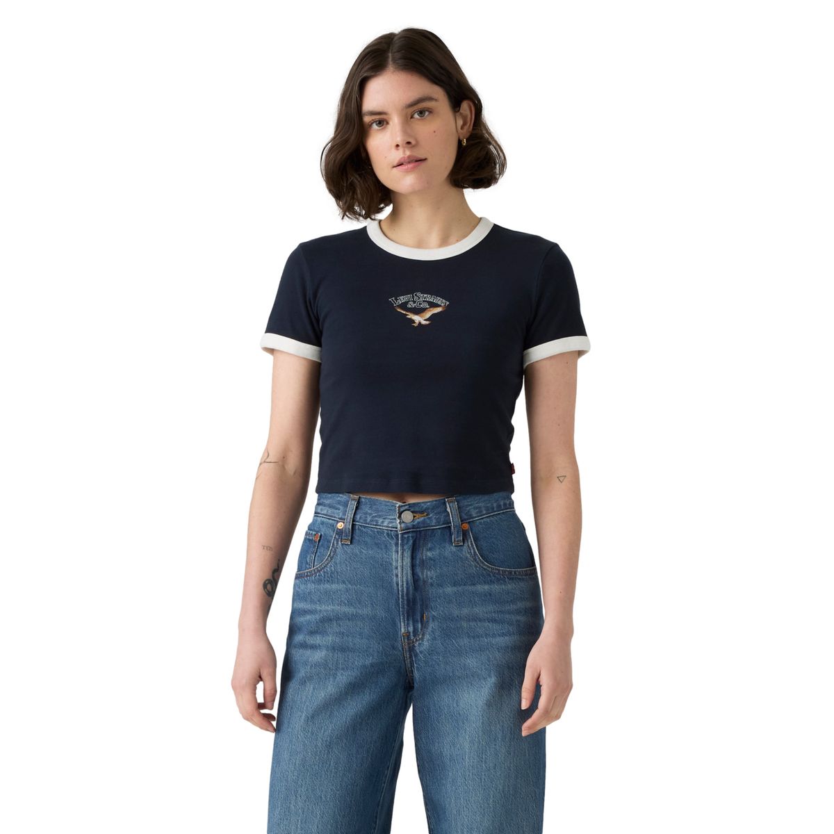 LEVIS - Polo Mujer Graphic Mini Ringer Tee Azul Levis