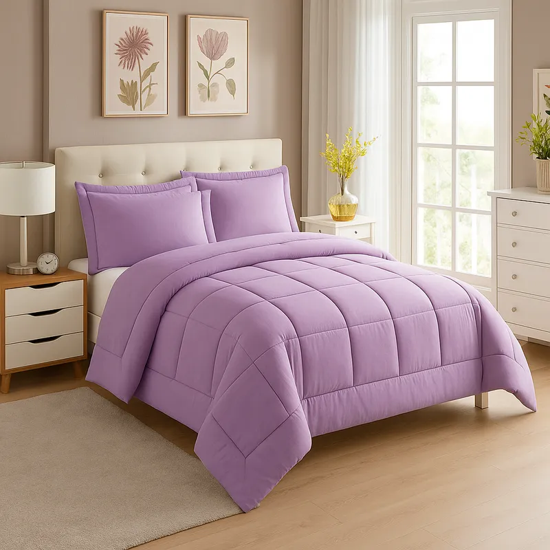 GENERICO - EDREDON QUEEN DAILY SET CUADROS ALGODON + FUNDAS DE ALMOHADA