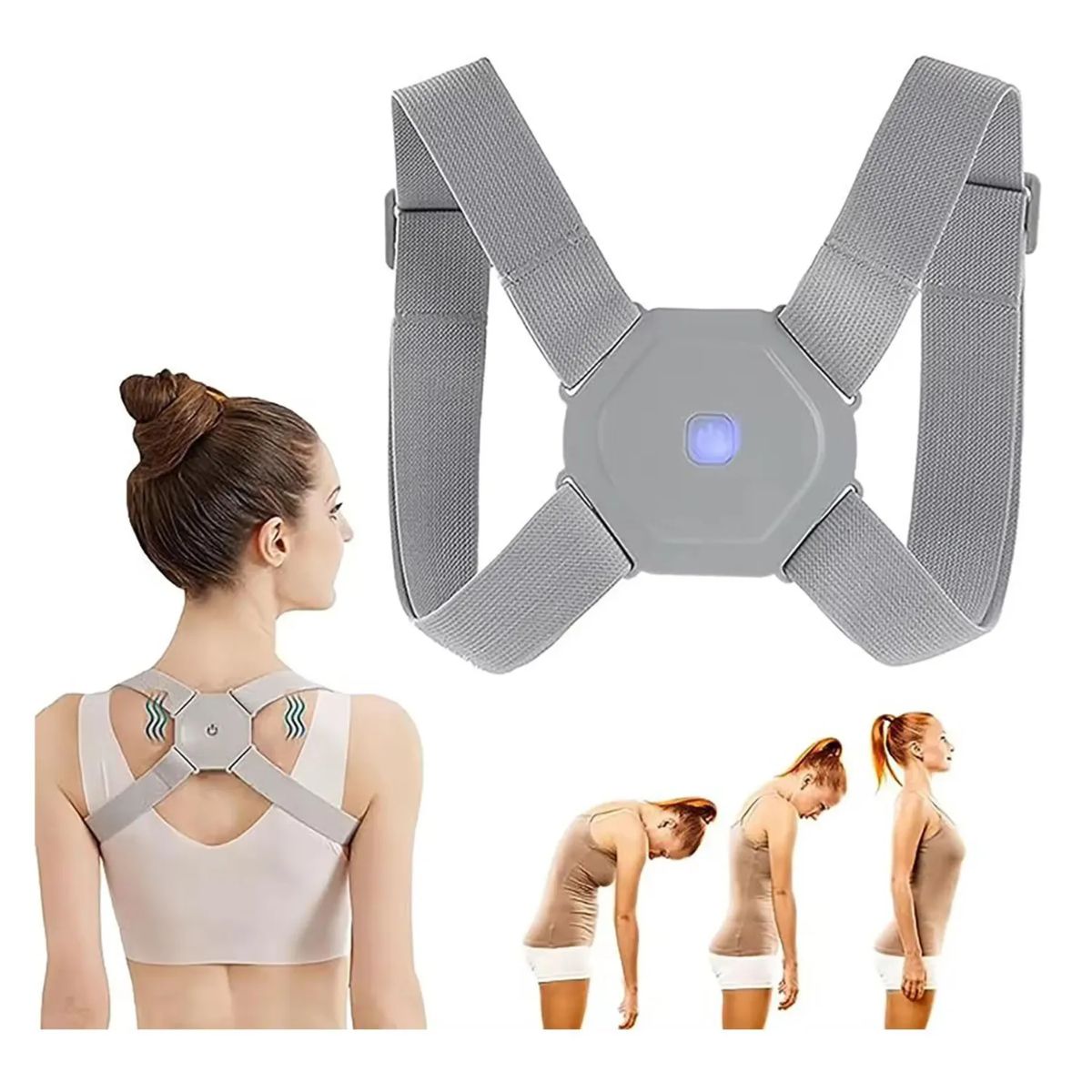 GENERICO - Corrector De Postura Con Sensor Para Espalda Encorvada