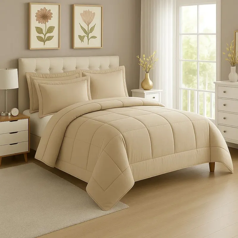 GENERICO - EDREDON 2 PLAZAS DAILY SET CUADROS ALGODON + FUNDAS DE ALMOHADA