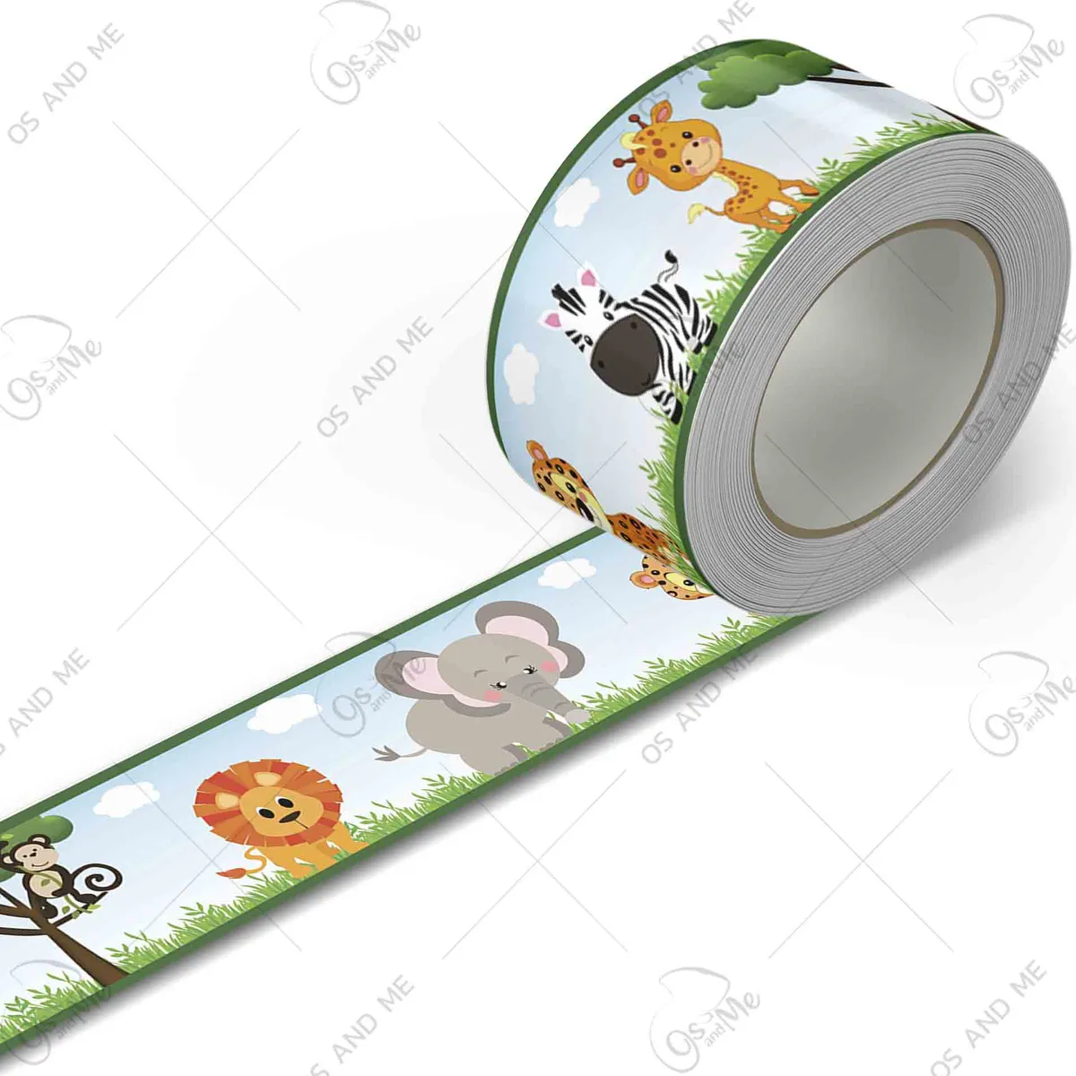 GENERICO - 5.9 mts de Cenefa Infantil autoadhesivo Safari con monito