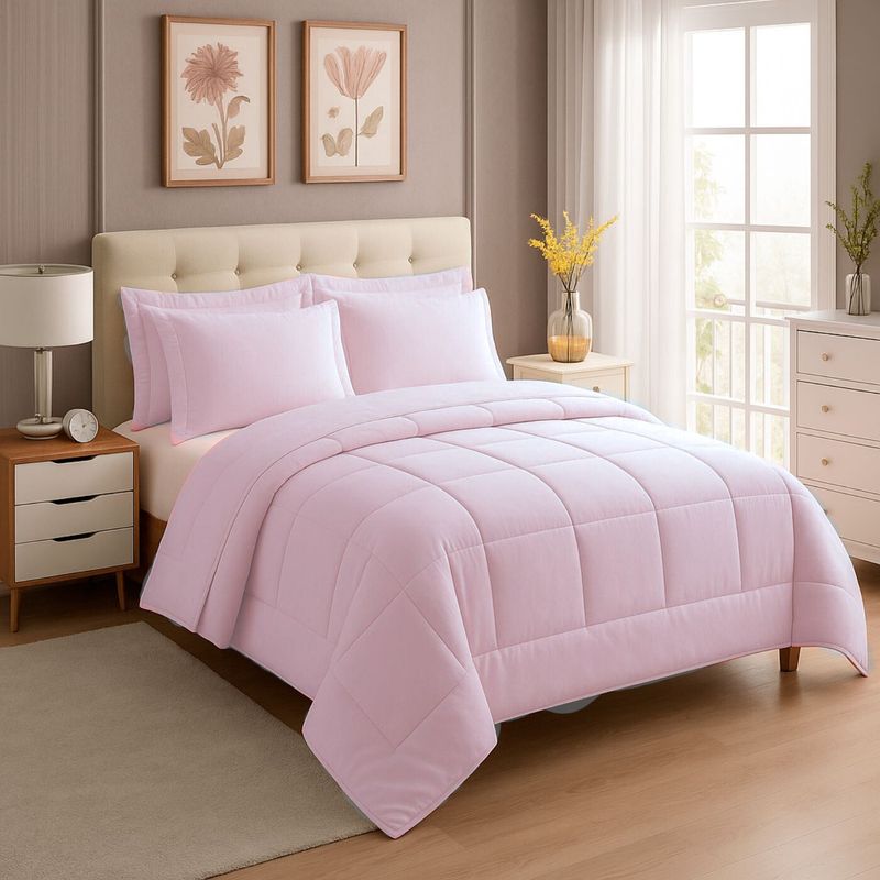 GENERICO - EDREDON 1.5 PLAZA DAILY SET CUADROS ALGODON + FUNDAS DE ALMOHADA