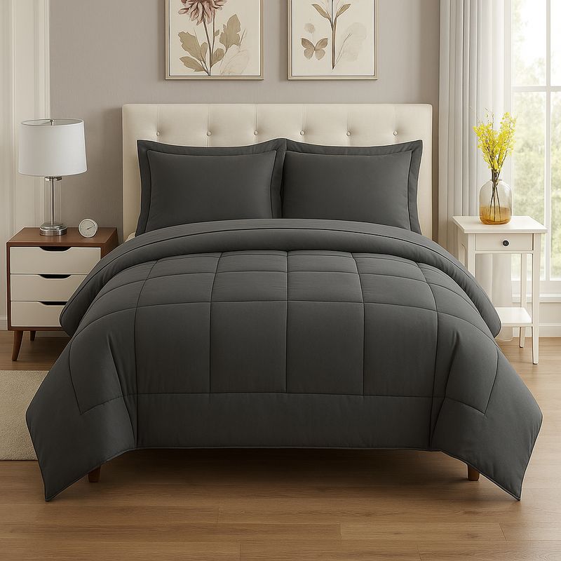 GENERICO - EDREDON 1.5 PLAZA DAILY SET CUADROS ALGODON + FUNDAS DE ALMOHADA