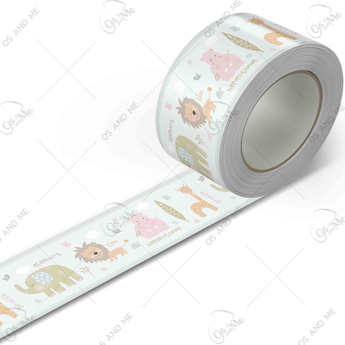 GENERICO - Cenefa Infantil Autoadhesiva Decorativa – Safari Celeste en Ingles – 5.92 mts