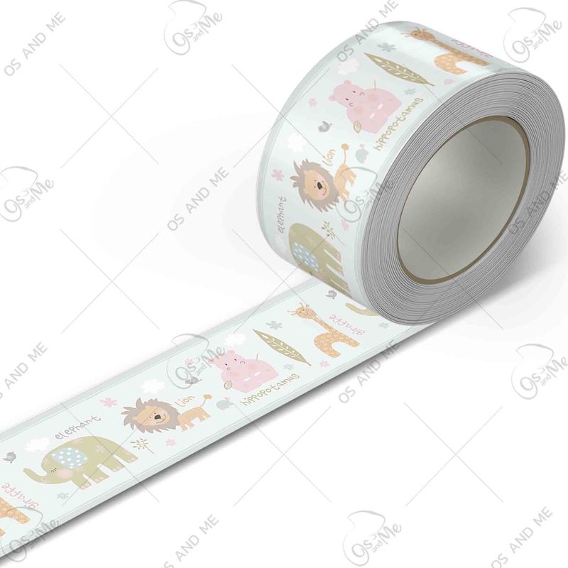 GENERICO - Cenefa Infantil Autoadhesiva Decorativa – Safari Celeste en Ingles – 5.92 mts