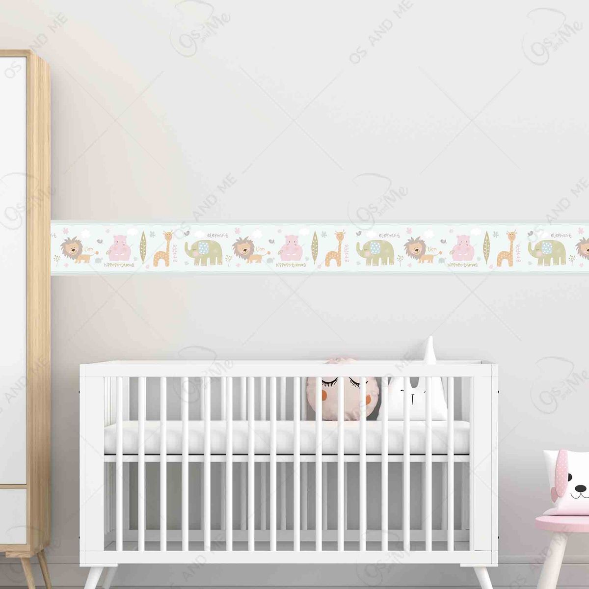 GENERICO - Cenefa Infantil Autoadhesiva Decorativa – Safari Celeste en Ingles – 5.92 mts