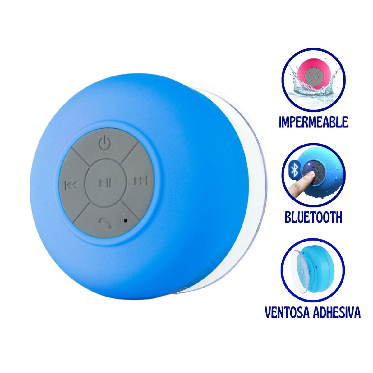 OEM - Parlante Bluetooth Impermeable Adhesivo con Micrófono para Ducha Baño