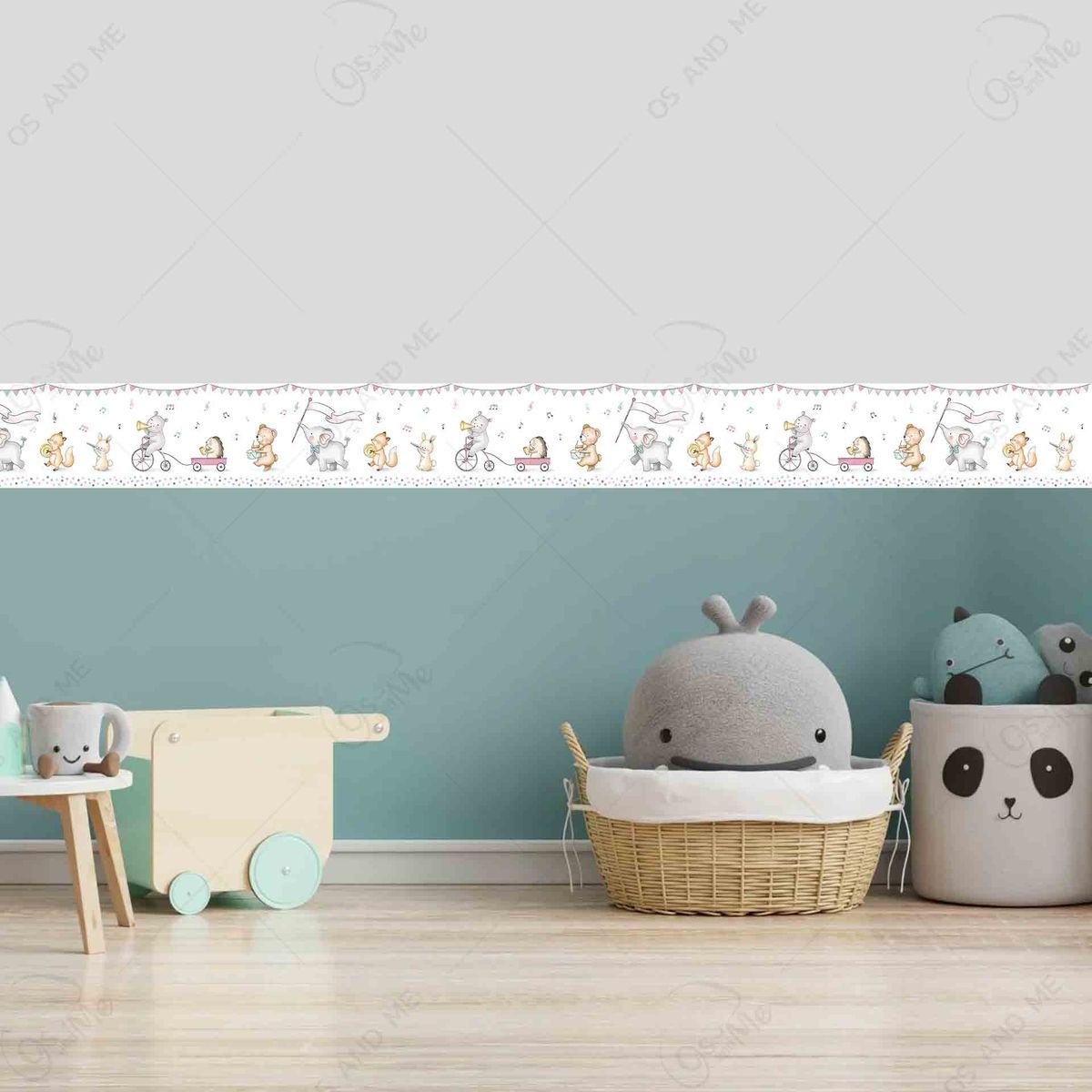 GENERICO - Cenefa Infantil Autoadhesiva Decorativa – Safari Baby Musical – 5.92 mts