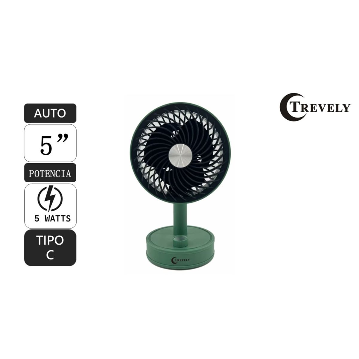 TREVELY - Ventilador portatil  5" TREVELY VT-05 - verde - 5W