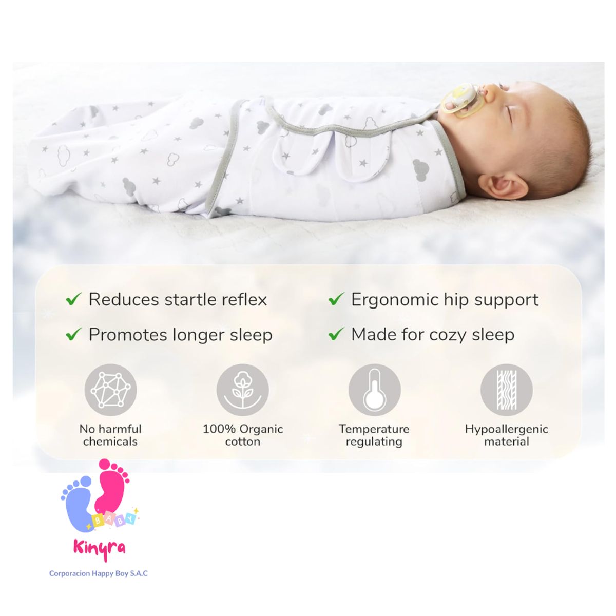 MARCA - Manta Envolvente Para Niño Bebé X2