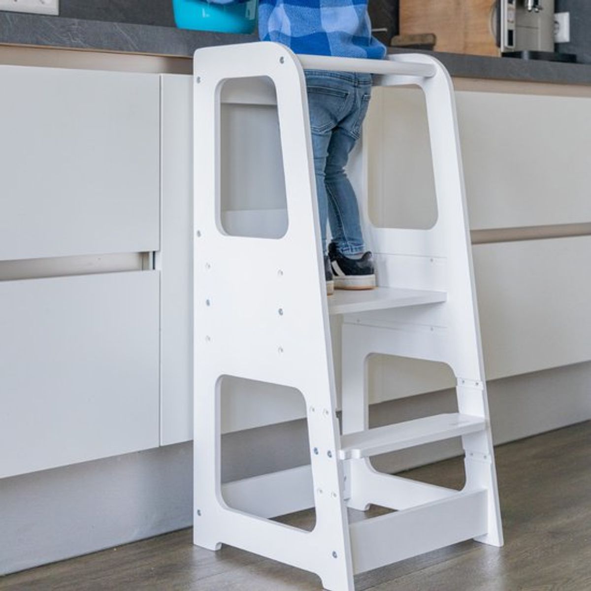 GULI GULI - TORRE DE APRENDIZAJE DE MADERA PARA NIÑOS PEQUEÑOS WHITE