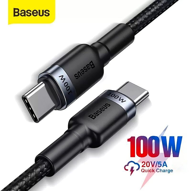 BASEUS - Cable 100w Carga Rápida Baseus Tipo C - Tipo C 1 Metro Trenzado