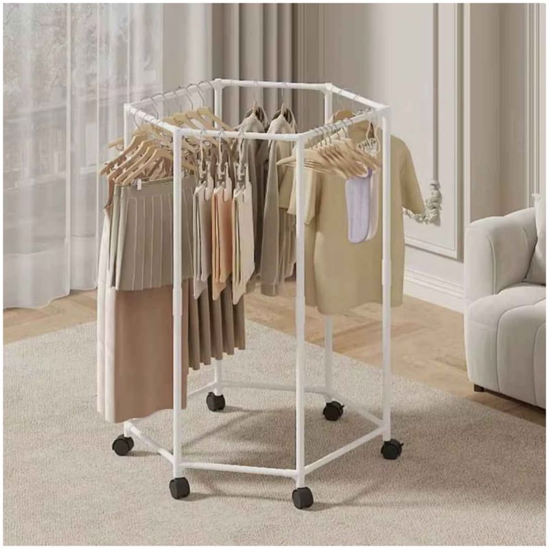INSPIRA - Estante de ropa giratorio hexagonal con ruedas Blanco