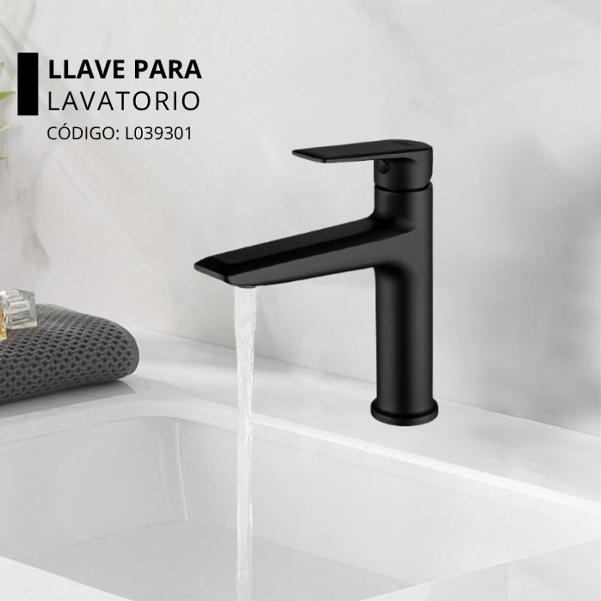 XM - LLAVE PARA LAVATORIO MEDIANO NEGRO L039301