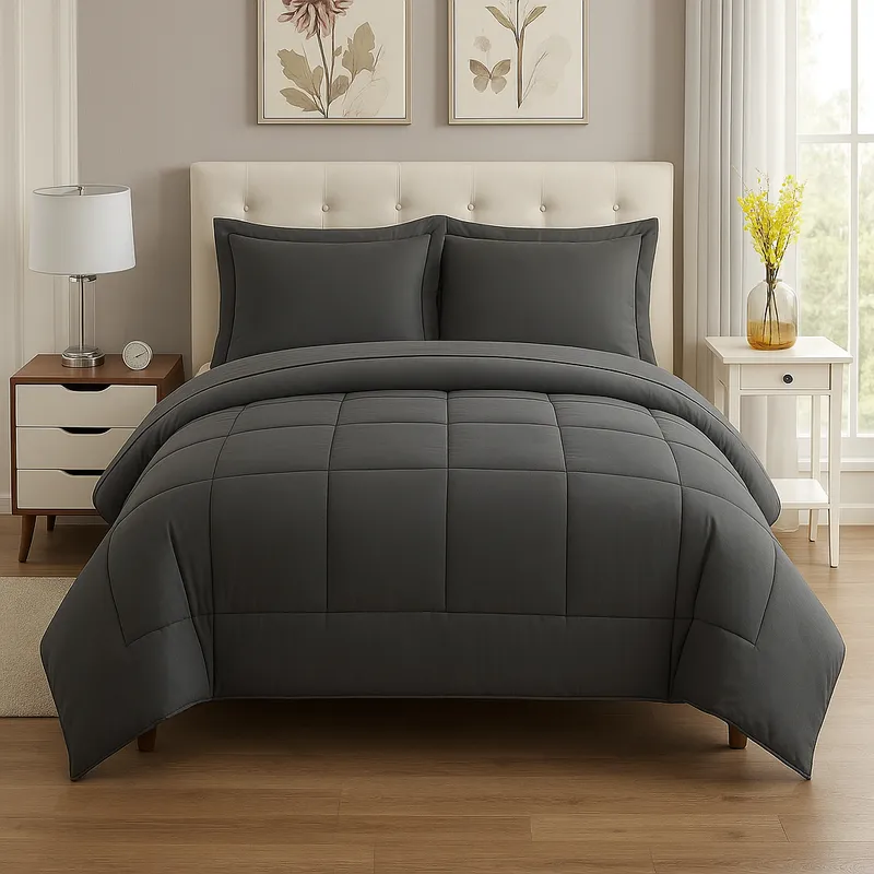 GENERICO - EDREDON 1 PLAZA DAILY SET CUADROS ALGODON + FUNDAS DE ALMOHADA